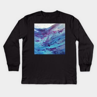 Waves Acrylic Flow Painting Kids Long Sleeve T-Shirt